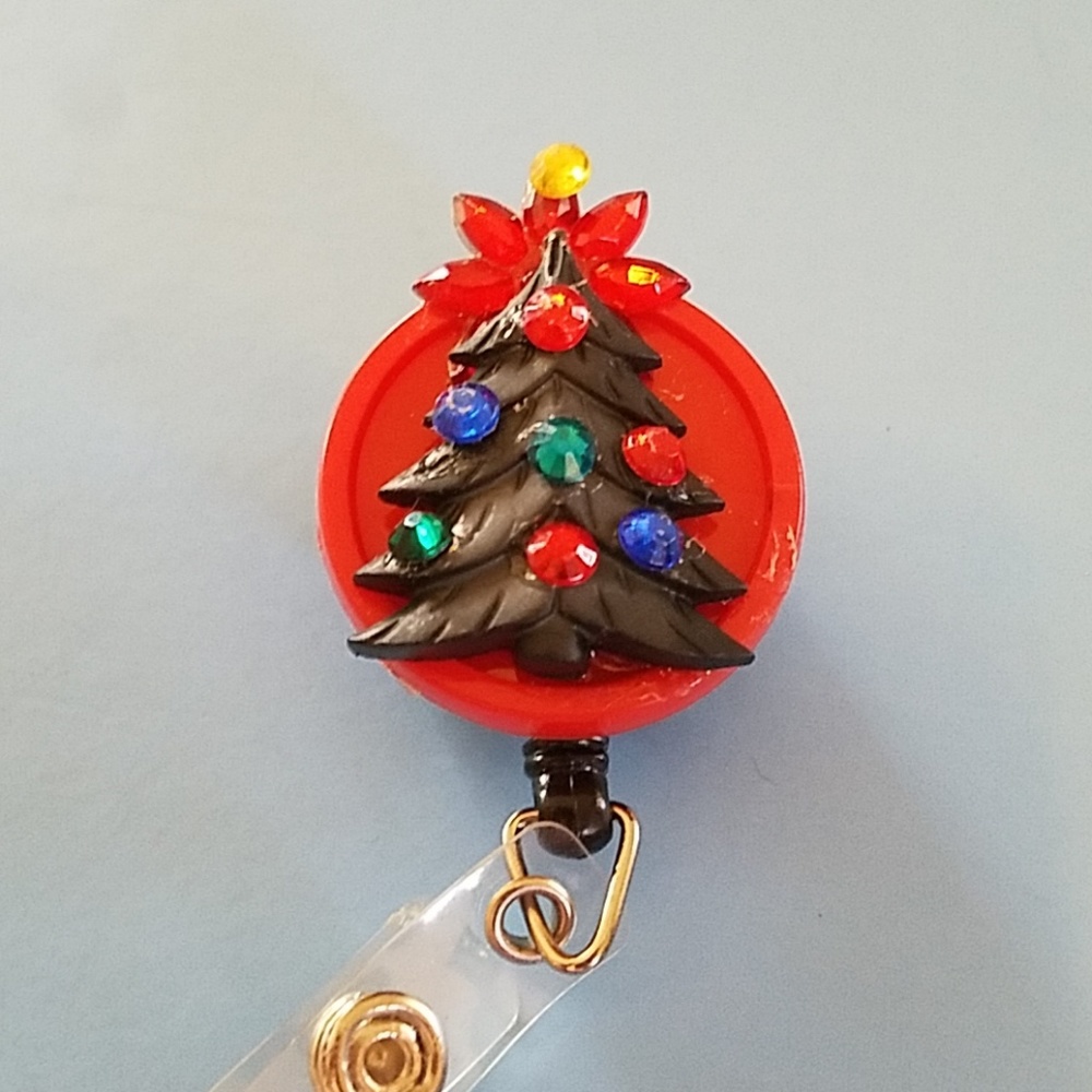 Christmas Retractable Name Badge Holder